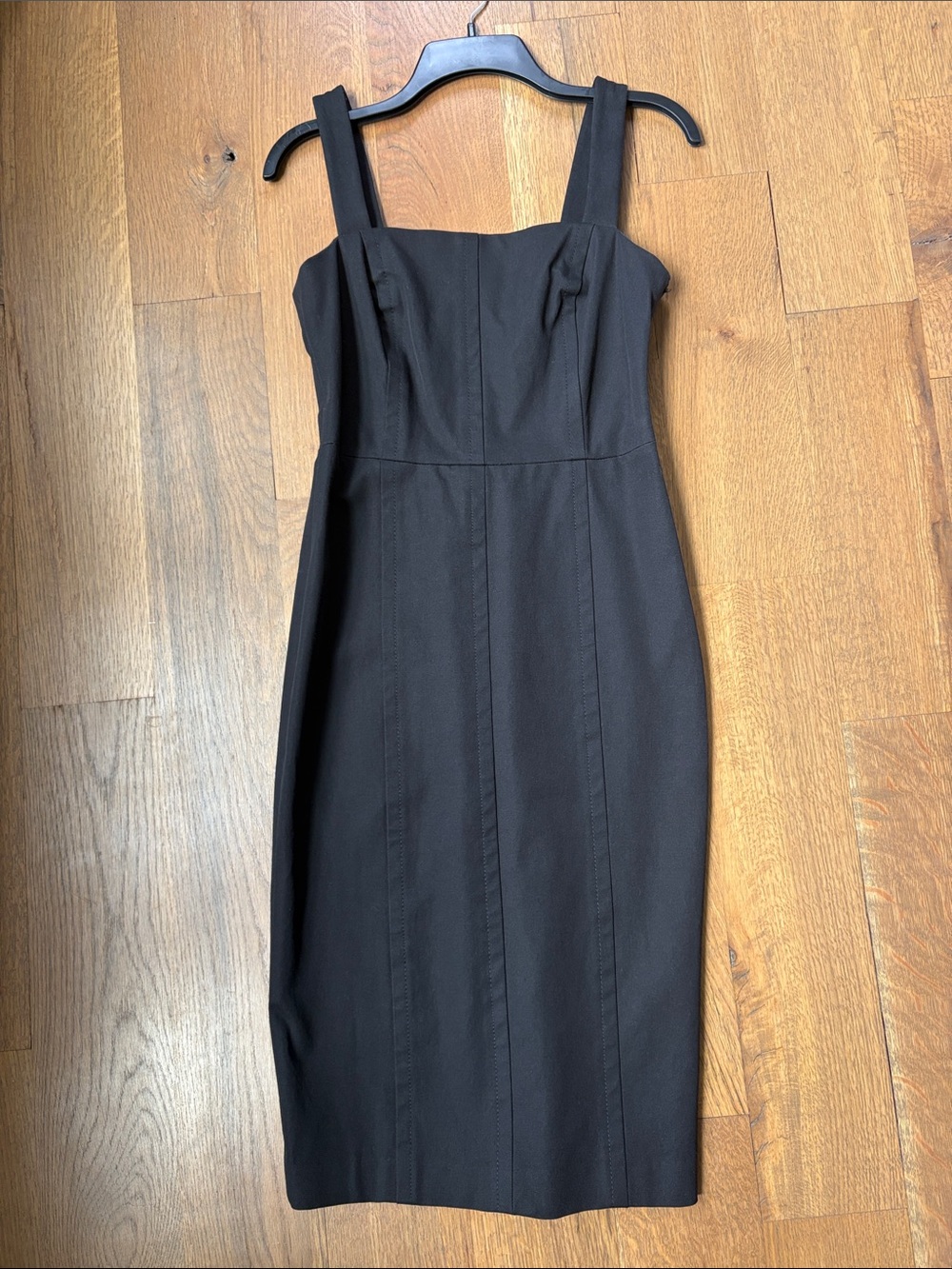 Banana Republic Black Midi Sheath Dress Sz 4 with square Straps classy capsule